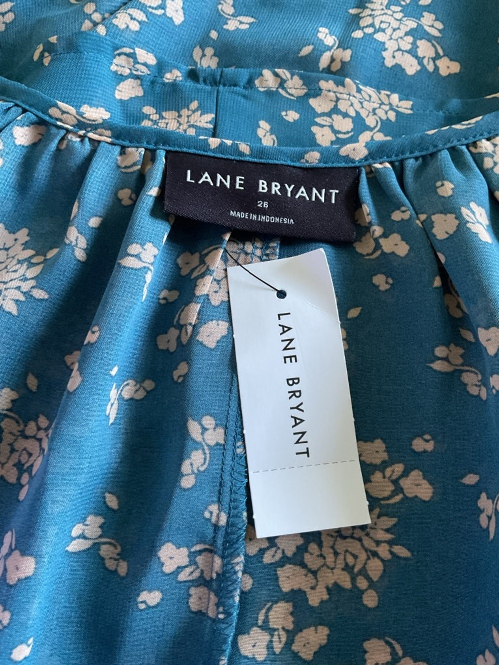 Lane Bryant Teal Floral Pleated Camisole - Picture 7 of 7